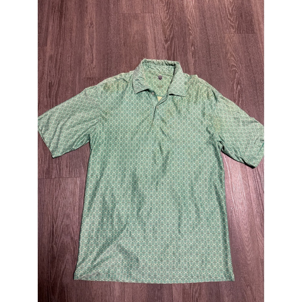 Nike Golf Fit Dry Polo Shirt Mens Small Green Geometric Pattern Short Sleeve
